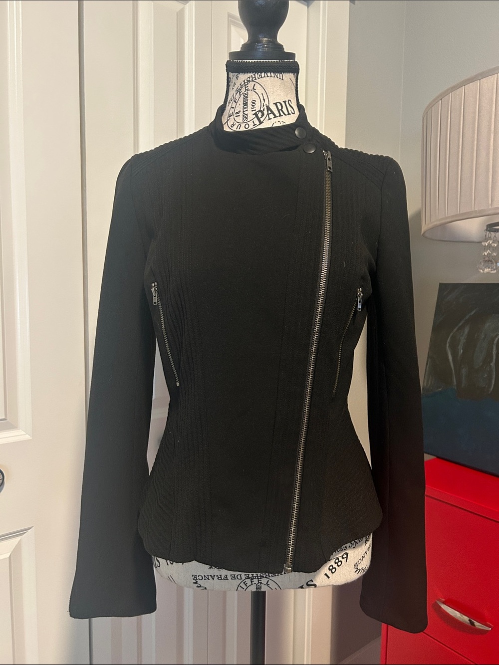 NWOT Black Asymmetrical Moto Zip Jacket
